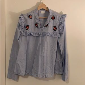 Mexican Embroidered Ruffle Blouse